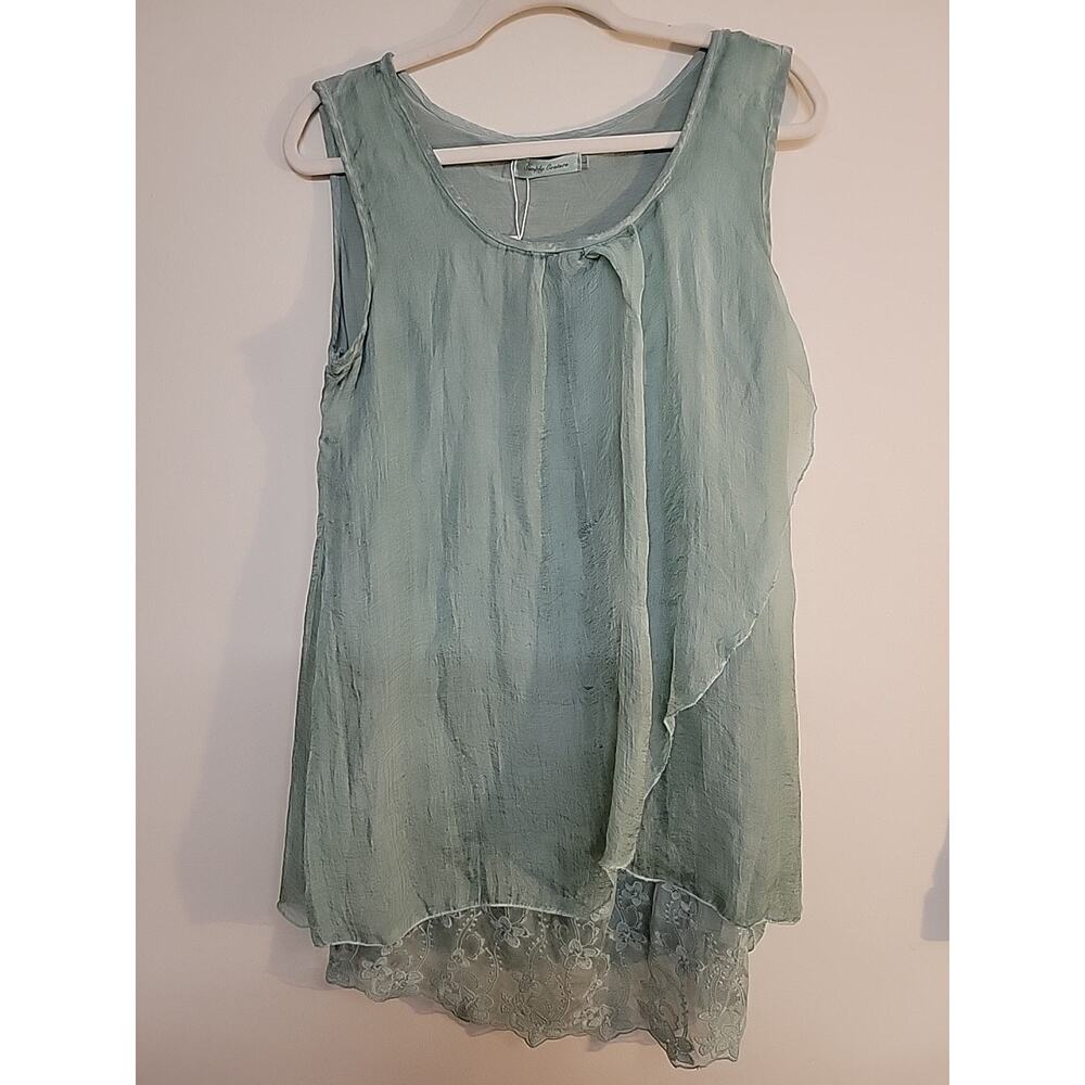Simply Couture NWT Sleeveless Fairy Romantic Floral Lace Tulle Tank Dress Large